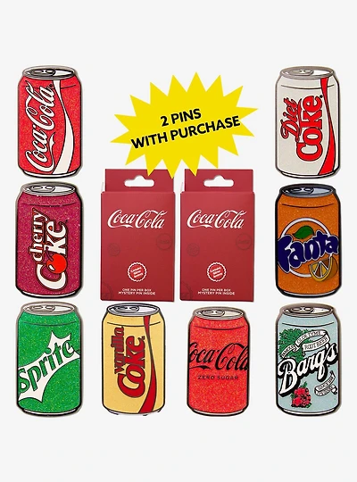 Coca-Cola Soft Drink Cans Mystery Enamel Pin Blind Box Series 2 Pack