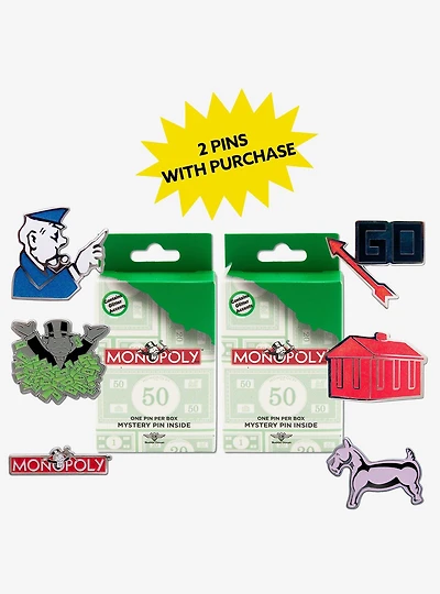 Monopoly Mystery Enamel Pin Blind Box Series 2 Pack