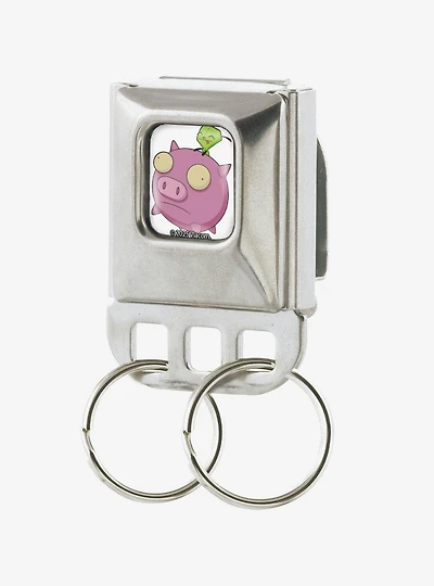 Invader Zim GIR and Piggy Flying Pose Seatbelt Buckle Keychain