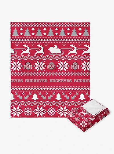 NCAA Ohio State Buckeyes Xmas Time Silk Touch Throw Blanket