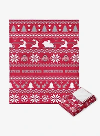 NCAA Ohio State Buckeyes Xmas Time Silk Touch Throw Blanket