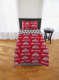 NCAA Ohio State University Buckeyes Twin Rotary Bed In A Bag Set