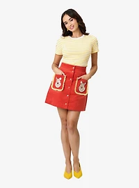 Disney Winnie the Pooh Collection by Smak Parlour Red Embroidered Pocket Mini Skirt