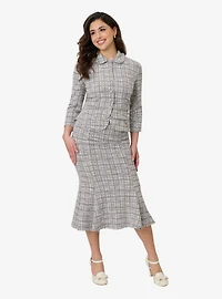 Unique Vintage Lavender Plaid Boucle Trumpet Skirt