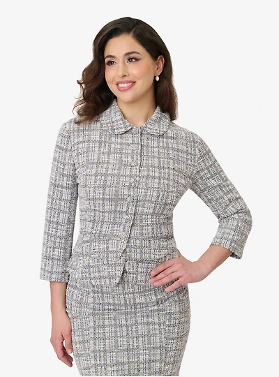 Unique Vintage Lavender Plaid Boucle Peplum Jacket