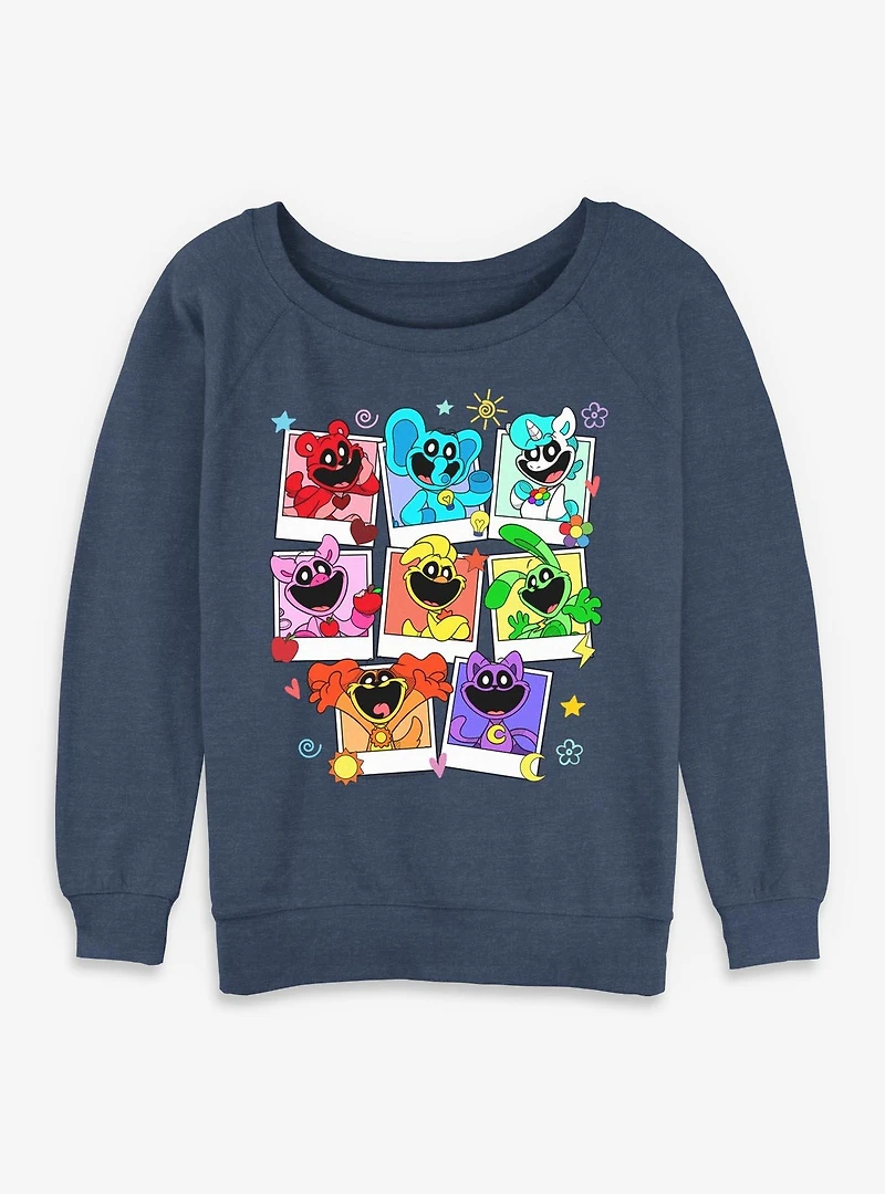 Poppy Playtime Polaroid Smiling Critters Womens Slouchy Sweatshirt
