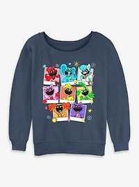 Poppy Playtime Polaroid Smiling Critters Womens Slouchy Sweatshirt