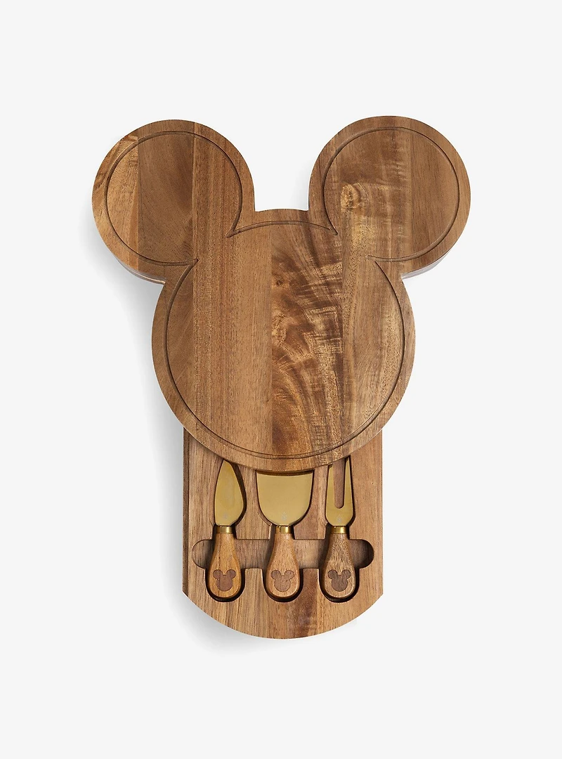 Disney Mickey Mouse Head Shaped Acacia Cheese Board with Tools