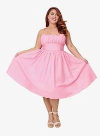 Unique Vintage Plus Light Pink Sleeveless Cotton Swing Dress