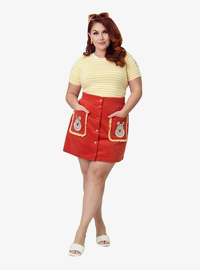 Disney Winnie the Pooh Collection by Smak Parlour Plus Red Embroidered Pocket Mini Skirt