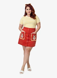 Disney Winnie the Pooh Collection by Smak Parlour Plus Red Embroidered Pocket Mini Skirt