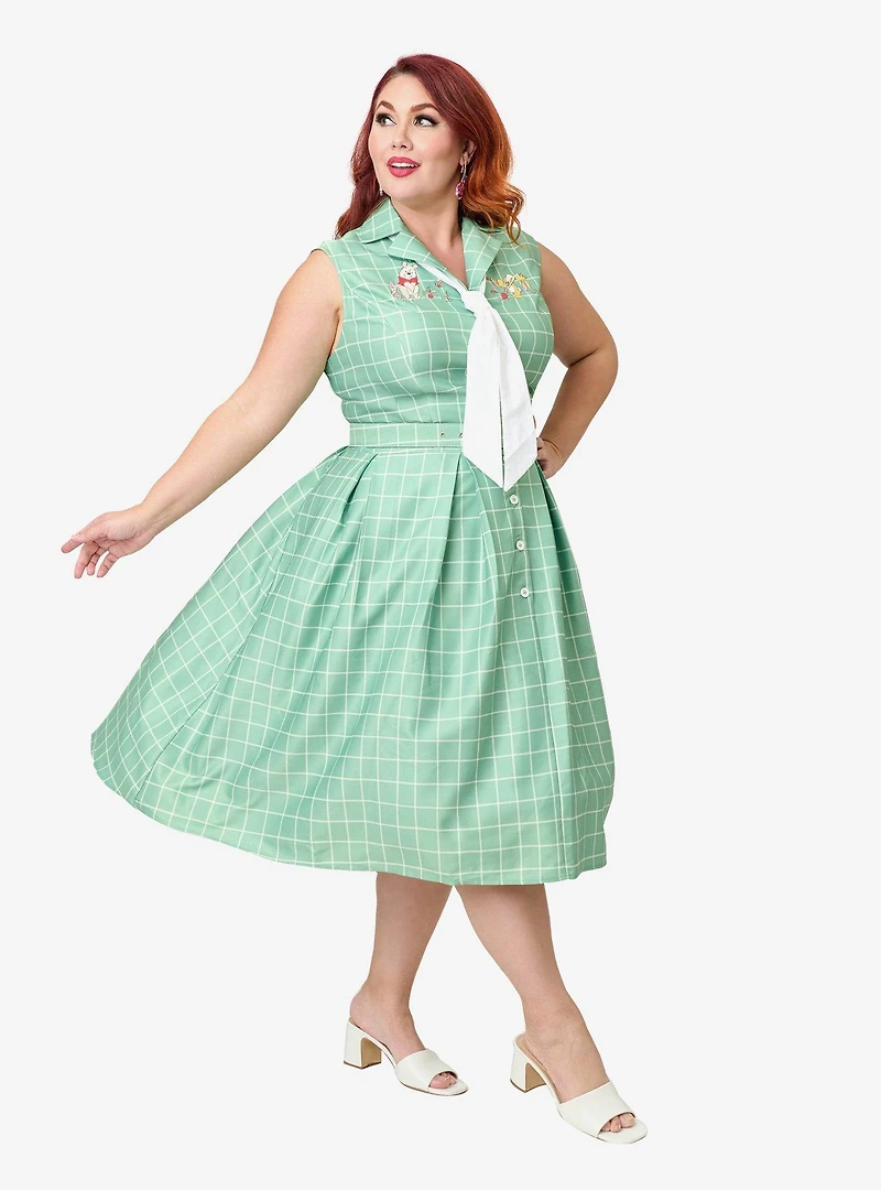 Disney Winnie the Pooh x Unique Vintage Plus Green Plaid Edith Swing Dress