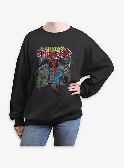 Marvel The Amazing Spiderman Collage Womens Oversized Sweatshirt