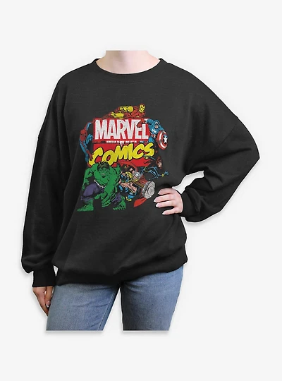 Marvel Comics Classic Logo Avengers Womens Oversized Sweatshirt
