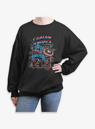 Marvel Captain America Stamp Womens Oversized Sweatshirt