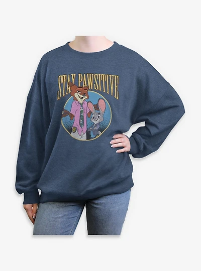 Disney Zootopia Stay Pawsitive Womens Oversized Sweatshirt
