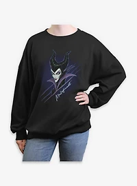 Disney Villains Maleficient Retro Midnight Womens Oversized Sweatshirt