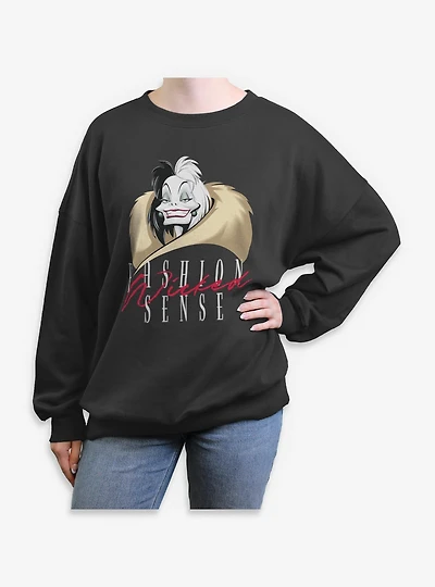 Disney Villains Cruella De Vil Wicked Fashion Sense Womens Oversized Sweatshirt