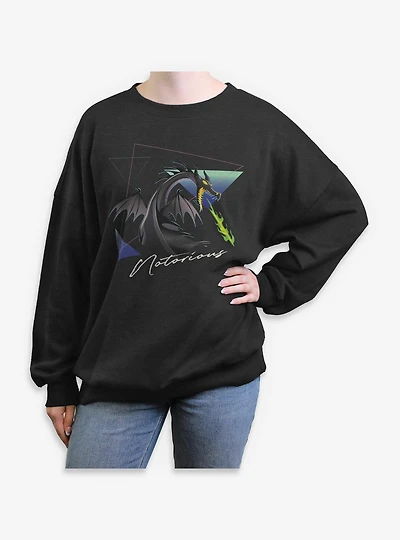 Disney Villains Maleficient Dragon Notorious Womens Oversized Sweatshirt