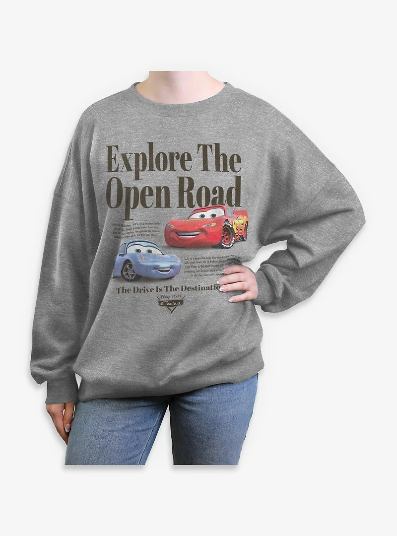 Disney Pixar Cars Explore The Open Road Womens Oversized Sweatshirt