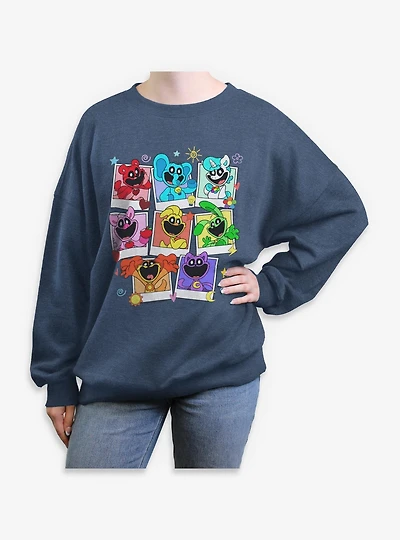 Poppy Playtime Polaroid Smiling Critters Womens Oversized Sweatshirt
