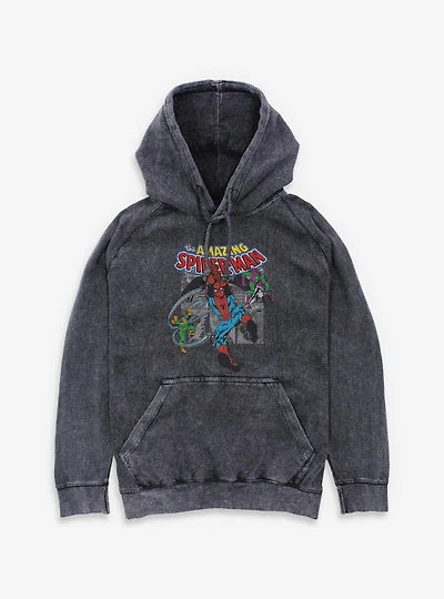 Marvel The Amazing Spiderman Collage Mineral Wash Hoodie