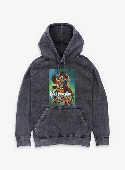 Marvel X-Men Raging Tooth And Claw Wolverine Sabretooth Mineral Wash Hoodie