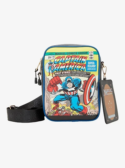 Magic: The Gathering x Marvel Captain America Comic Cover Crossbody Bag with Card Sleeve Charm - BoxLunch Exclusive