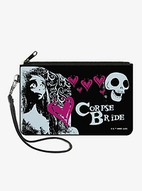 Corpse Bride Emily Hearts & Skull Zip Clutch Wallet