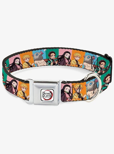 Demon Slayer Four Character Group Pose Blocks Multi Seatbelt Buckle Dog Collar