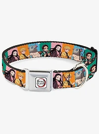 Demon Slayer Four Character Group Pose Blocks Multi Seatbelt Buckle Dog Collar
