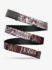 The Hobbit Trilogy Title & Mirkwood Text Brown Clamp Buckle Belt
