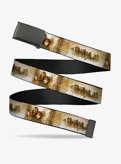the Lord of Rings Fellowship Scenes & Logo Clamp Buckle Belt