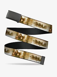 the Lord of Rings Fellowship Scenes & Logo Clamp Buckle Belt