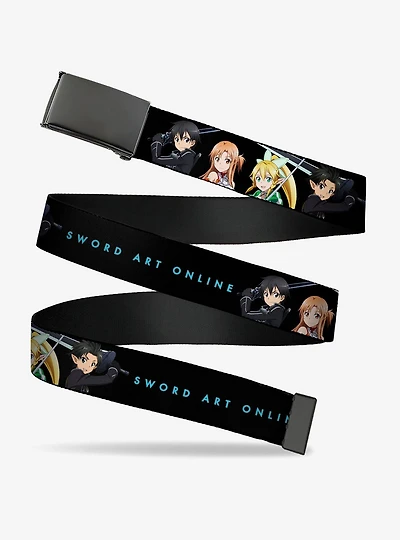 Sword Art Online Four Character Swords Group & Logo Clamp Buckle Belt