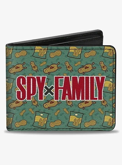 Spy x Family Peanuts Scattered & Title Green Bifold Wallet