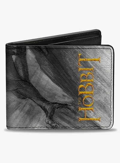 The Hobbit Gollum Pose Sketch Gold Bifold Wallet
