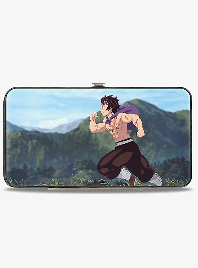 Demon Slayer Tanjiro Kamado Pose & Running Scene with Logo Hinged Wallet