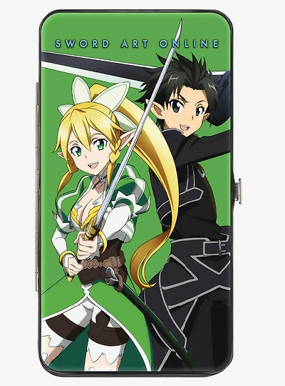 Sword Art Online Kirito With Asuna & Leafa Poses Red Green Hinged Wallet
