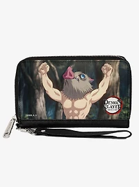 Demon Slayer Inosuke Hashibira Boar Head Arms Up Pose Zip Around Wallet