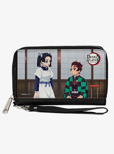Demon Slayer Aoi Kanzaki and Tanjiro Kamado Scene Zip Around Wallet