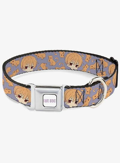 Fruits Basket Chibi Kyo & Cat Scattered Seatbelt Buckle Dog Collar