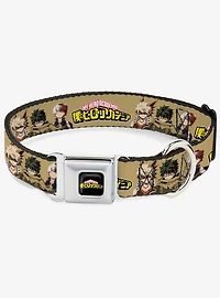 My Hero Academia Character Trio Pose & Title Seatbelt Buckle Dog Collar Tan
