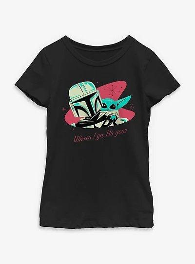 Star Wars Where We Go Mando & Grogu Youth Girls T-Shirt