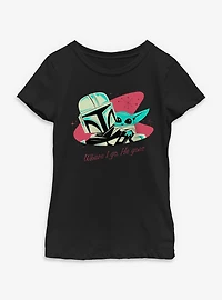 Star Wars Where We Go Mando & Grogu Youth Girls T-Shirt