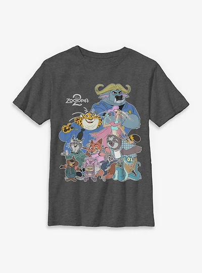 Disney Pixar Zootopia 2 Many Wild Animals Youth T-Shirt