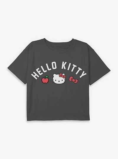 Hello Kitty Apple Bow Youth Girls Boxy Crop T-Shirt
