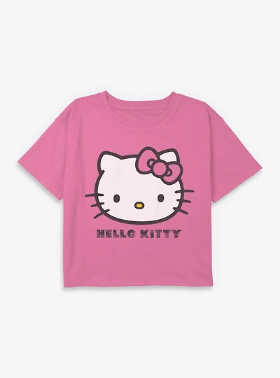 Hello Kitty Big Face Youth Girls Boxy Crop T-Shirt