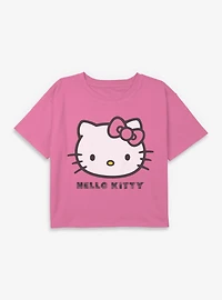 Hello Kitty Big Face Youth Girls Boxy Crop T-Shirt