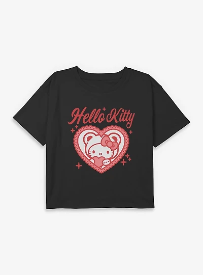Hello Kitty Heart Dollie Youth Girls Boxy Crop T-Shirt